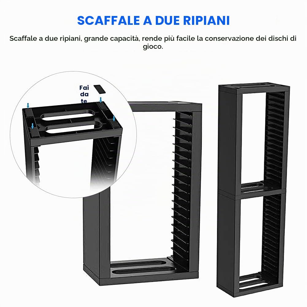 Torre di Stoccaggio per Dischi di Gioco, 19221 Scaffale per CD Scaffale per CD Scaffale a Doppio Strato Organizzatore di Supporto Supporto per Disco di Gioco Universale