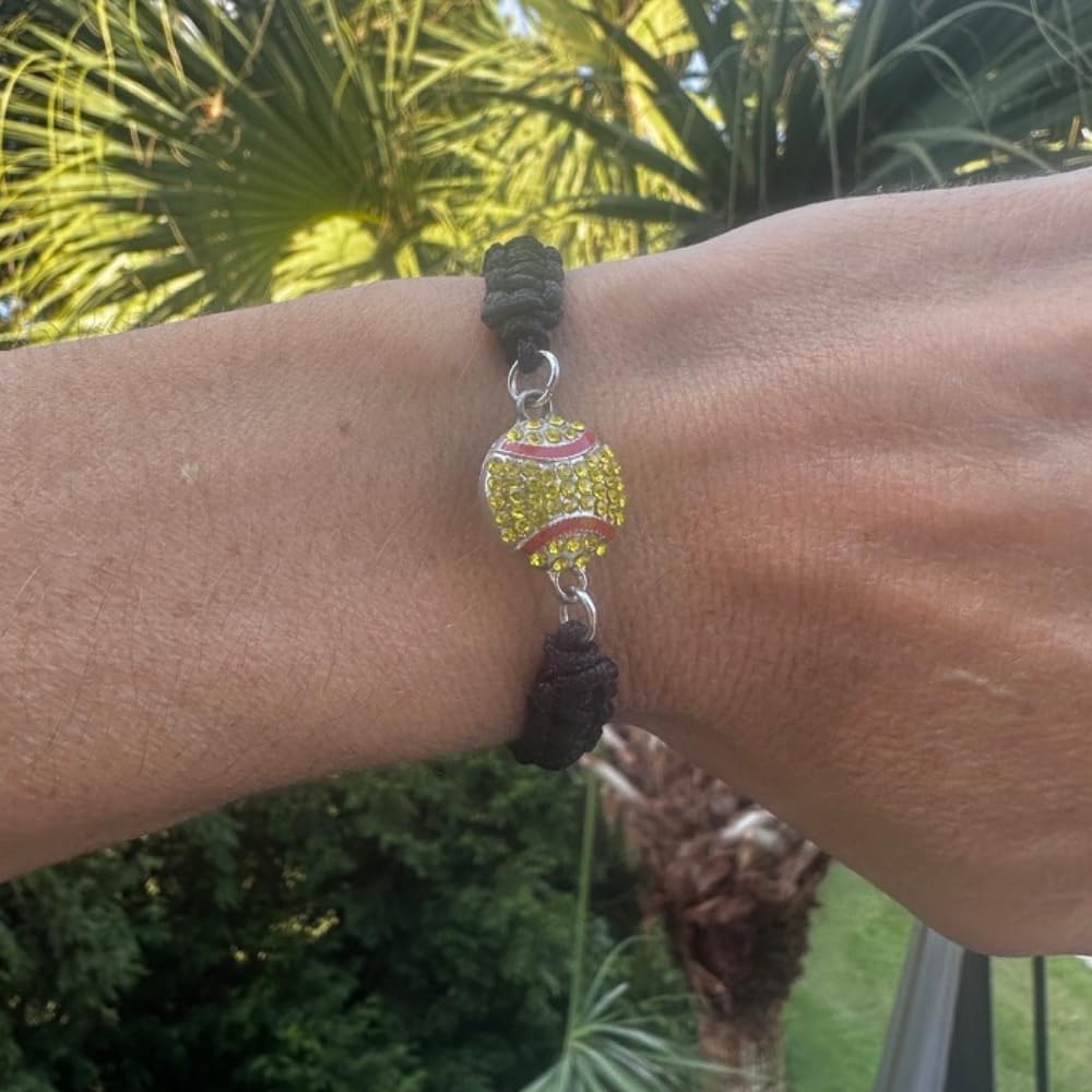 Sportybella Softball Bracelet, Adjustable Black Paracord with Rhinestone Softball Charm, Softball Jewelry, Accessories & Gifts for Players and Teams - Image 5