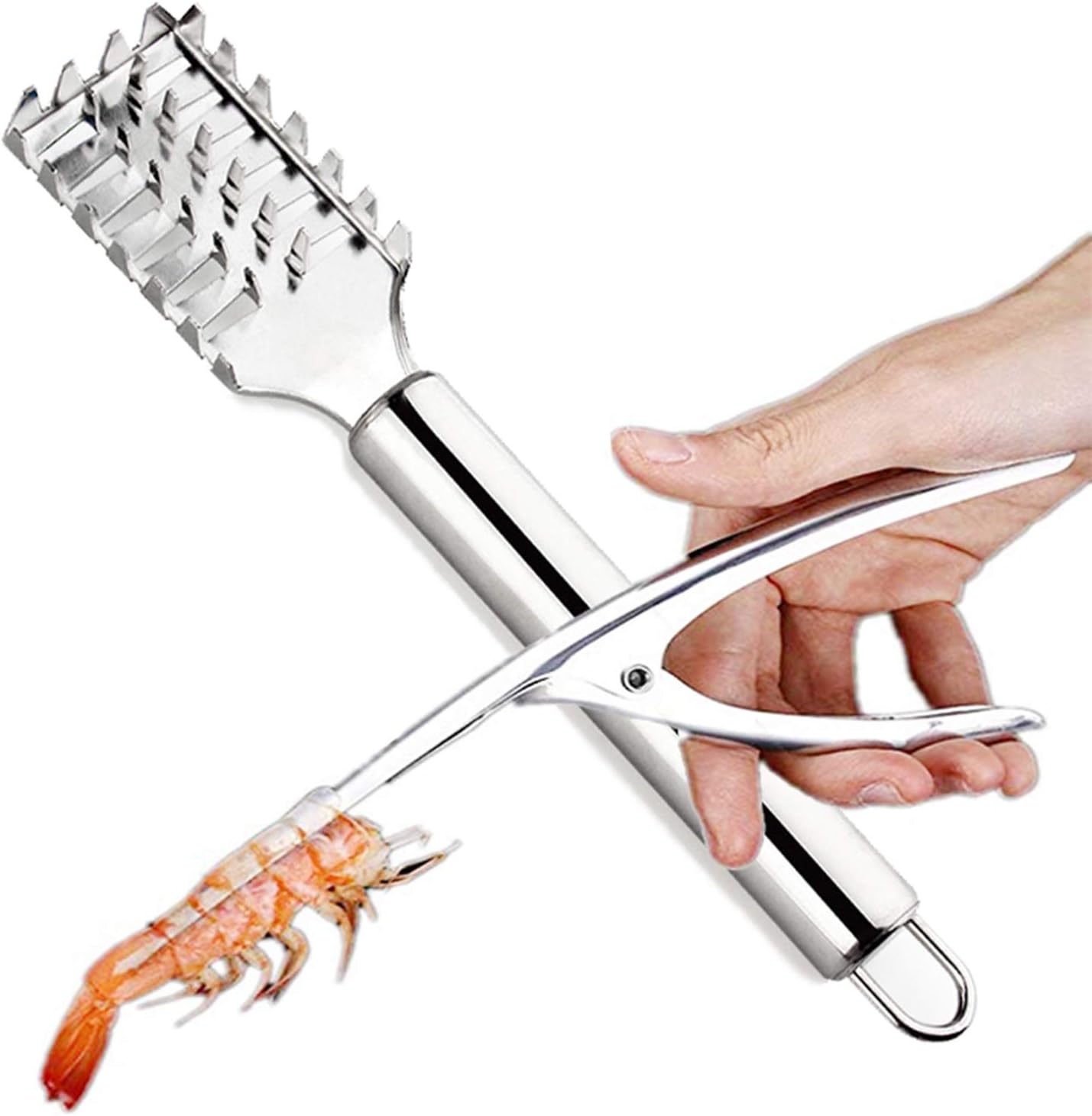 ChirRay Shrimp Peeler and Fish Scaler Set Stainless Steel Prawn deveiner tool Fish Cleaning Knife Cleaner Tweezers Peel Device Seafood