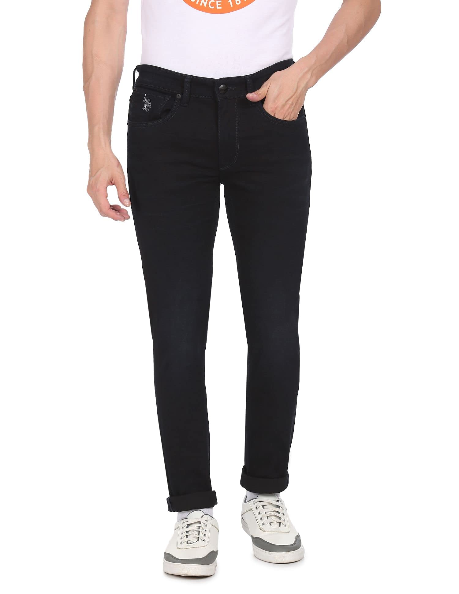 U.S. POLO ASSN. Men Black Regallo Skinny Fit Rinsed Jeans