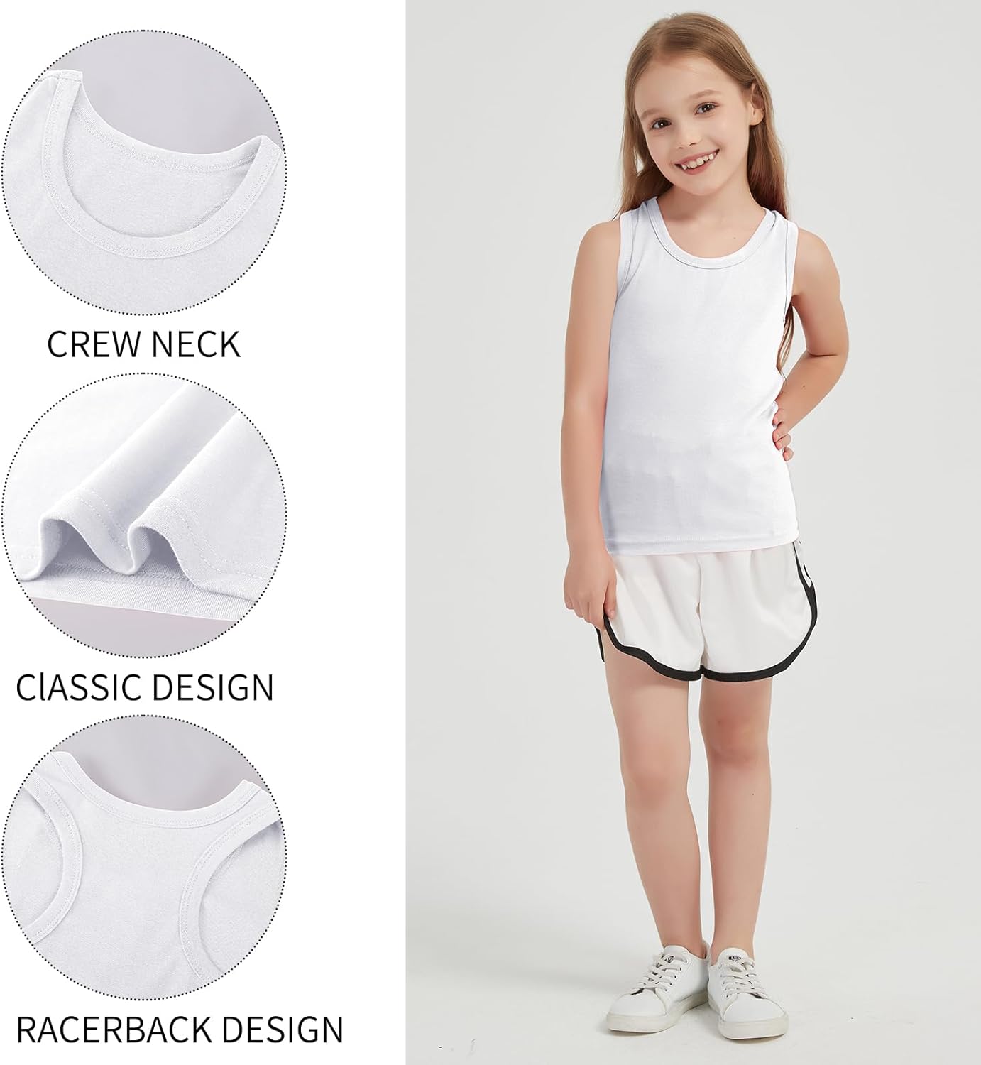 5-Pack Girls and Toddlers' Tank Tops Racerback Sleeveless Undershirts Girls Dance Tops(2-16Years) - Image 2