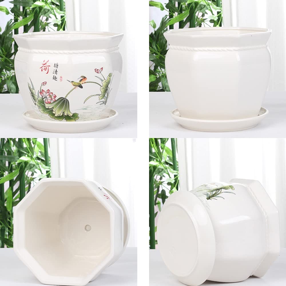 Doniczki bonsai w stylu chińskim, ośmiokątne, ceramiczne, doniczki na sukulenty, ozdobne pojemniki na rośliny, doniczki na kaktusy, doniczki na kwiaty z otworem drenażowy