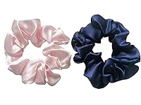 Vista 3 de Lazos de seda de morera para el cabello, paquete de 2 coleteros grandes de seda para mujer, accesorios para el cabello sin daños