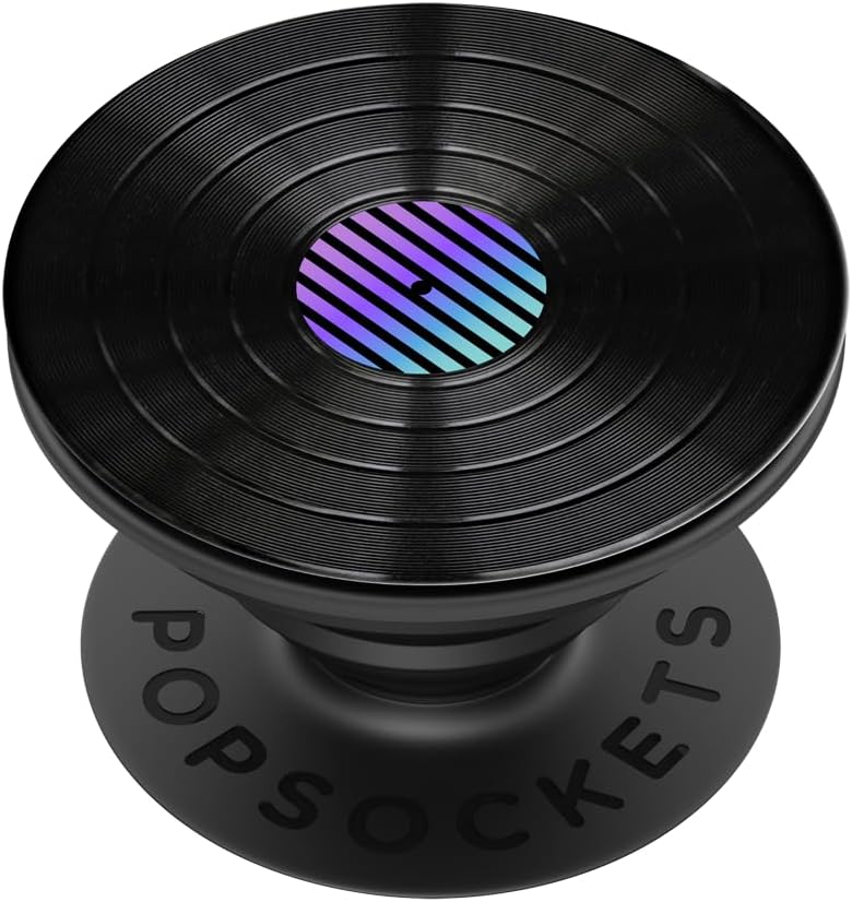 PopSockets Phone Grip with Expanding Kickstand, Backspin PopSocket, Spinning PopSockets - Backspin Retro Vinyl