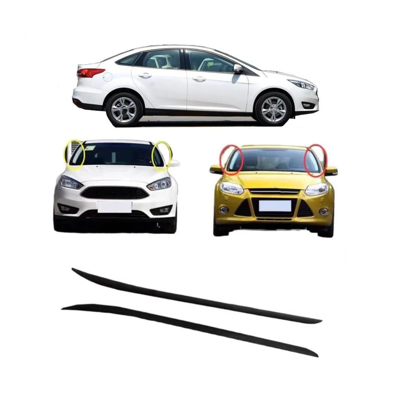 Junta Goma Puerta Impermeable Para Ford Para Focus 2012-2015 Tira Protectora Parabrisas Vidrio BM51A03195AD 2 Piezas Salón Exterior Lateral Goma Dura