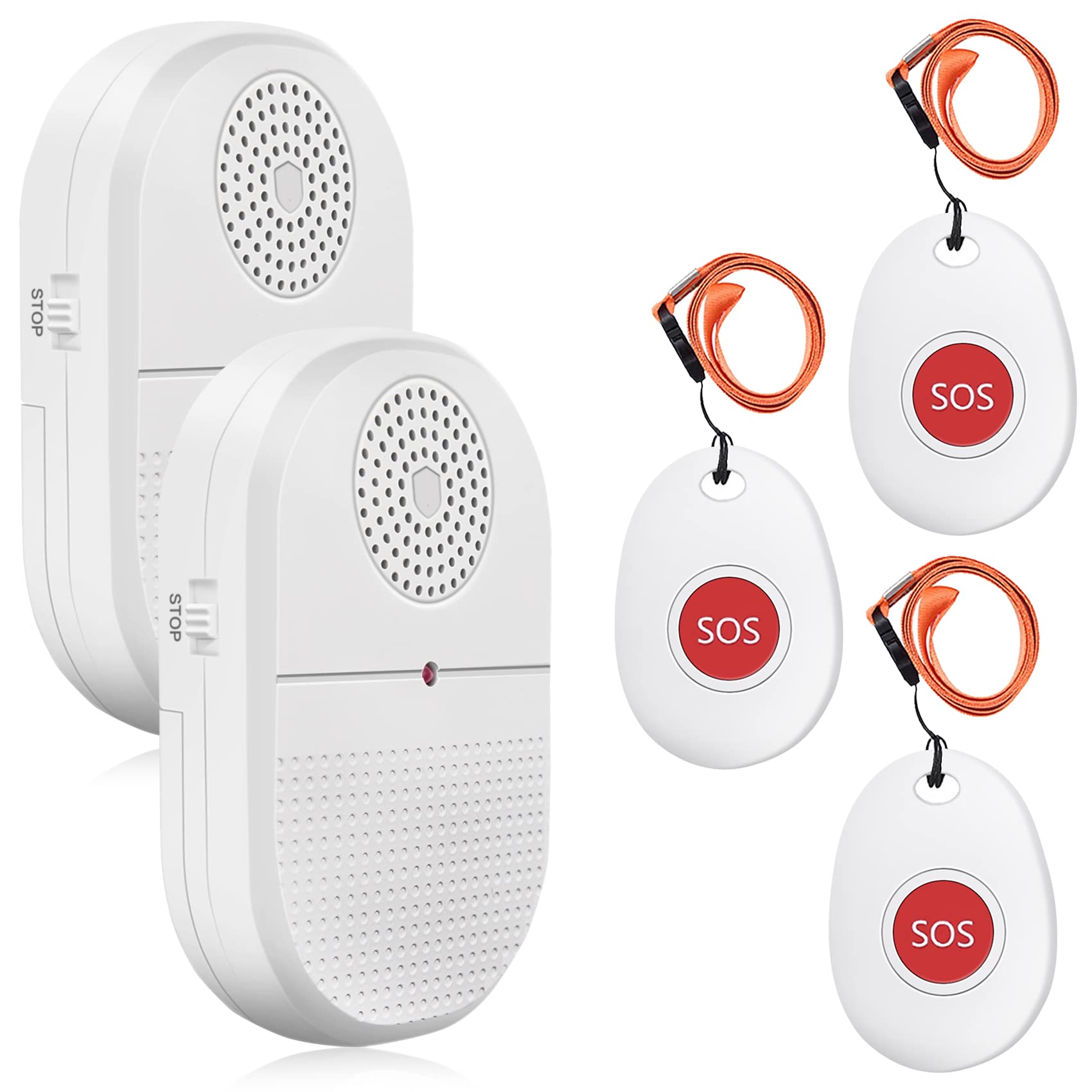 Daytech Wireless Caregiver Pager Patient Alarm Nurse Alert Call Button System for Home Elderly Vibration Pager (3 Butotns 2 Receivers)