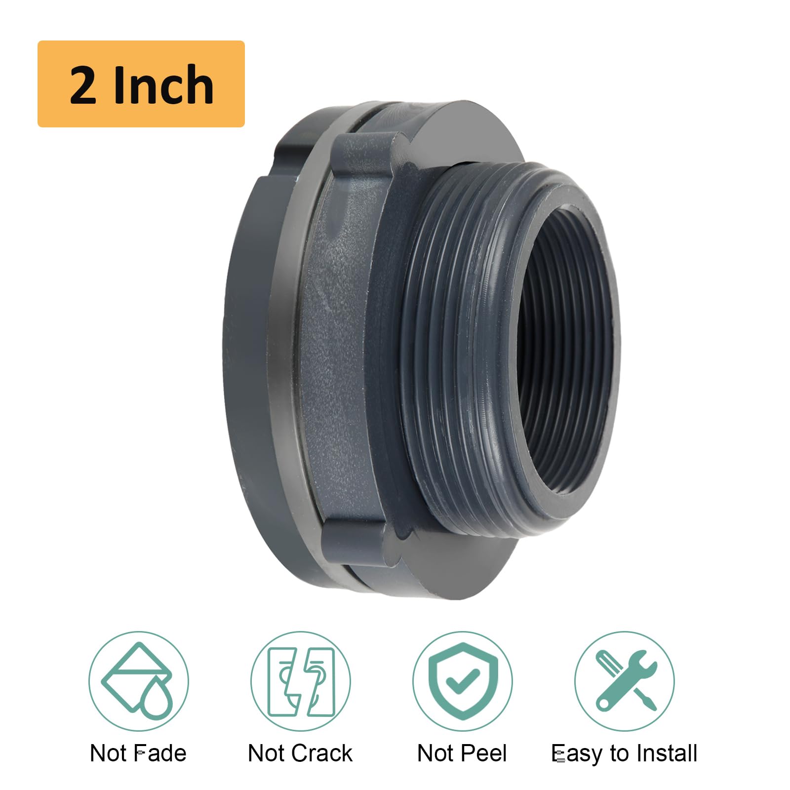 Snapklik.com : 8PCS 2 Inch PVC Bulkhead Fitting, Double Threaded ...