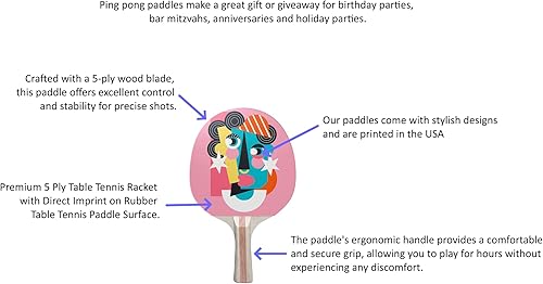 Miniatura 3 de Octopus Tentacles - Raqueta de ping pong de diseño colorido, raqueta de tenis de mesa prémium de 5 capas (negro en la parte trasera)