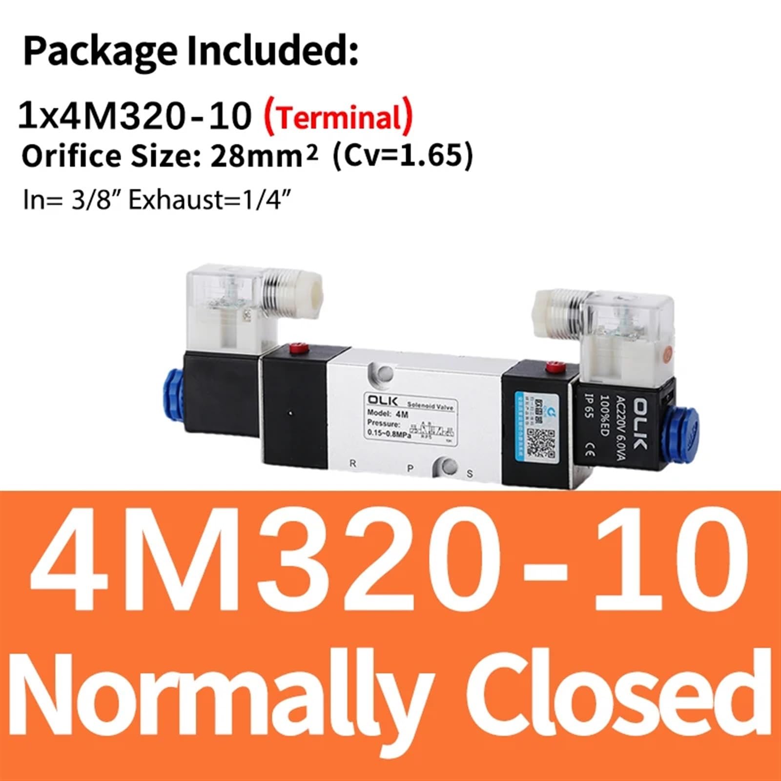 1 szt. 4M220-08 4M320-10 4M420-15 Zawór elektromagnetyczny 2 pozycje 5-portowe pneumatyczne zawory powietrza DC12V DC24V AC110V AC220V rozmiar podwójnej cewki: AC24V (tylko 4M320-10, DC12V)
