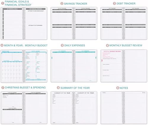 Miniatura 6 de Planificador de presupuesto organizador mensual de finanzas con cuaderno de seguimiento de gastos para administrar tu dinero de manera efectiva,