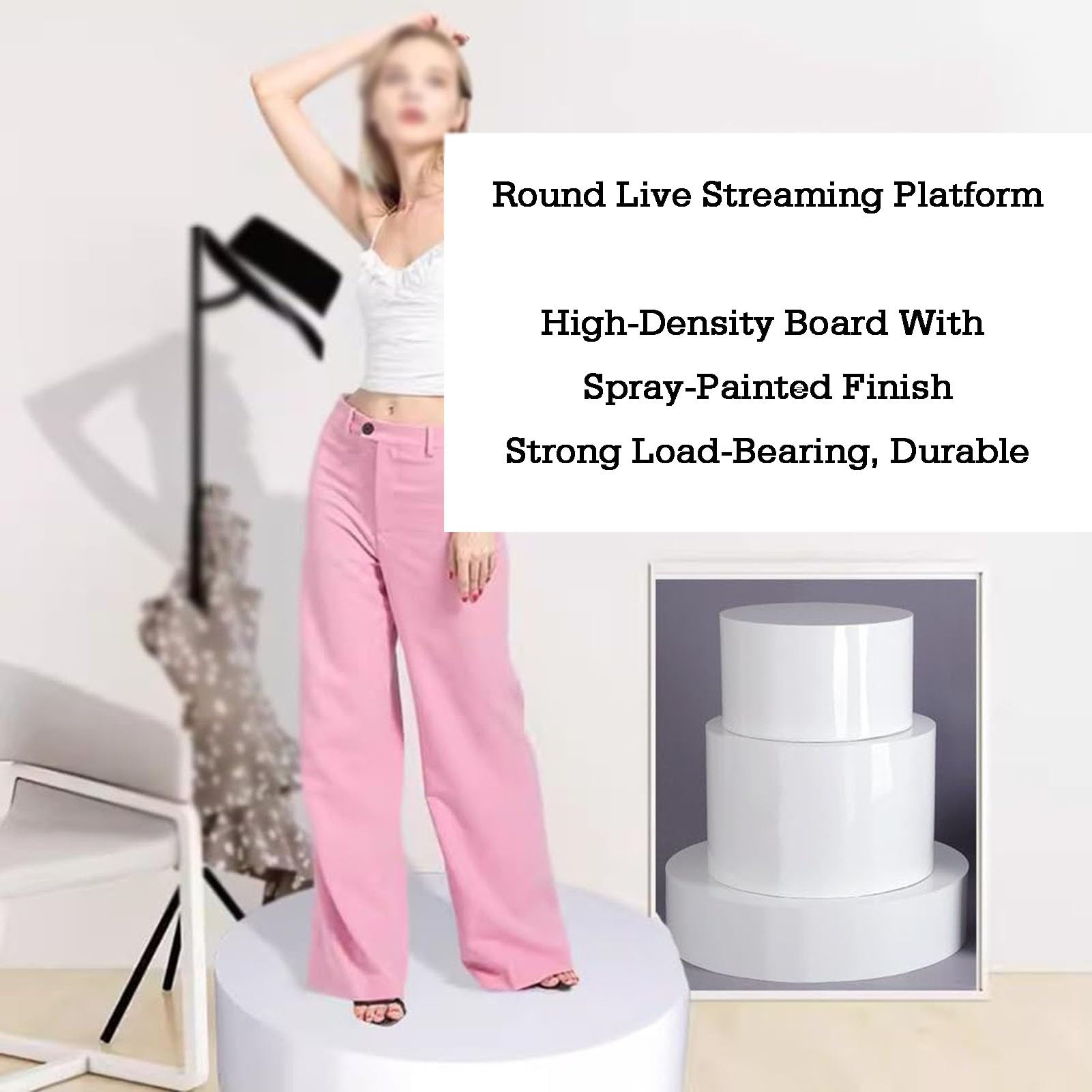 Plataforma circular de escenario, elevadores redondos para tiendas de ropa y boutiques, ideal para eventos y tiendas de novias