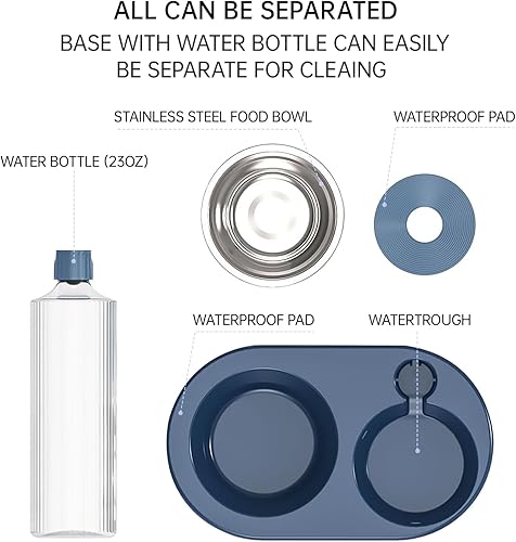 Miniatura 7 de Juego de dispensador automático de comida y agua para perros y gatos, juego de cuencos de comida para mascotas con botella de agua automática para