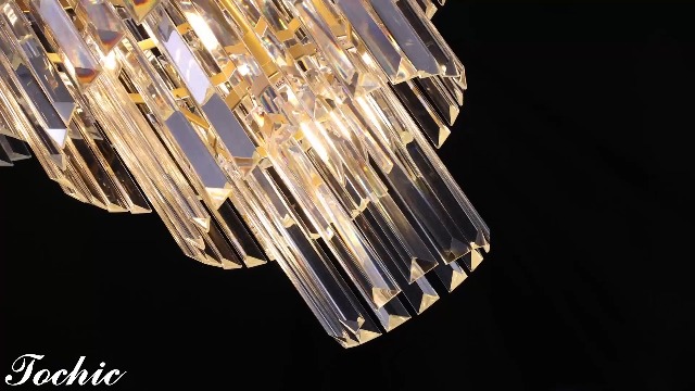 TOCHIC Gold Chandelier 5 Tier Modern Crystal Chandeliers 8