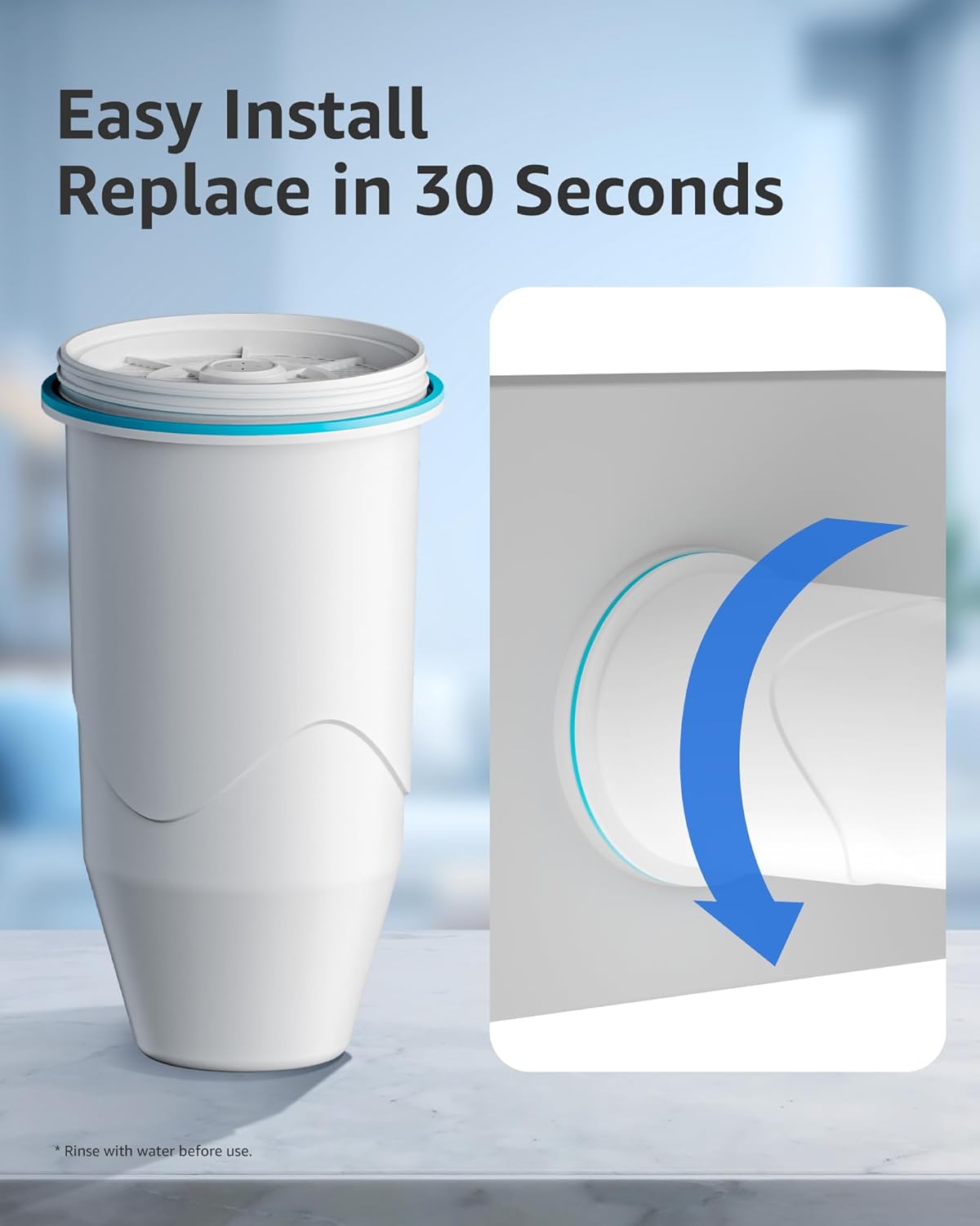 Compatible with Zero Pitcher and Dispenser ZR-001 ZR-004 ZP-006 ZR-017, 0 TDS, Reduce Lead, Mercury, Chlorine and Contaminants by DRINKCLEAR, 9 Pack