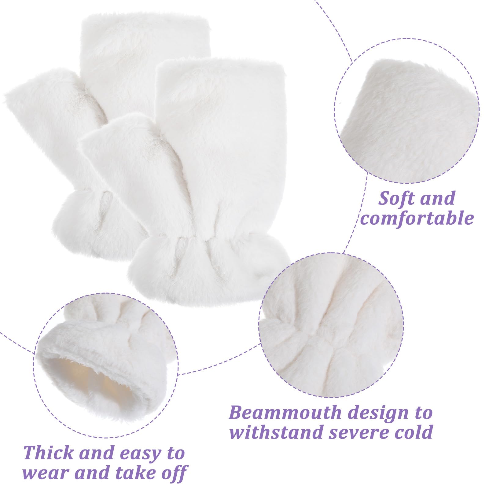 Grevosea Guantes sin dedos para mujer, guantes cálidos de invierno, guantes peludos suaves de medio dedo para correr, ciclismo, conducción, escribir, Halloween, cosplay, accesorios de disfraz