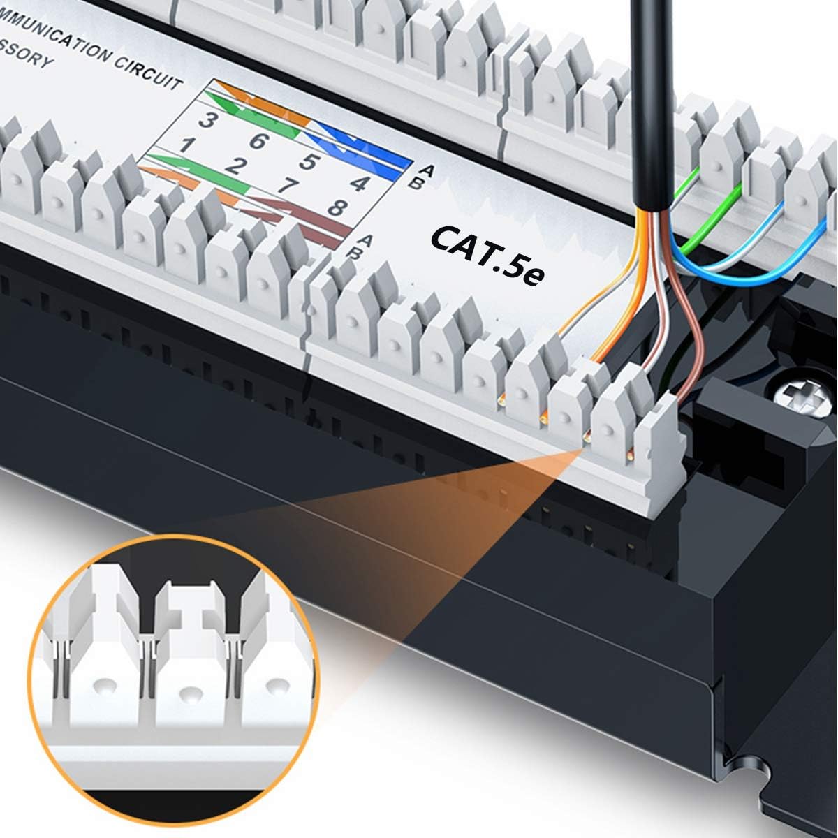 Yankok [CAT5/5e 12 Port Patch Panel Unshielded with Coded T568A/B Wiring for RJ45 Network Cables Rack/Wall Mount 10in.x1U (Come with Bracket and Mini Cable Stripper Cutter)