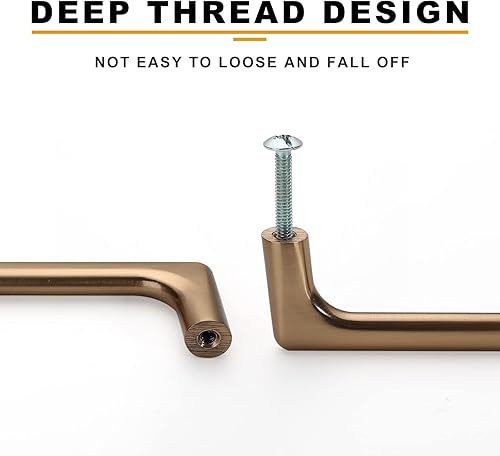 Miniatura 4 de Asidrama Paquete de 10 tiradores de gabinete de bronce champán de 5 pulgadas (5.039 in), manijas de gabinete, manijas de armario, accesorios de