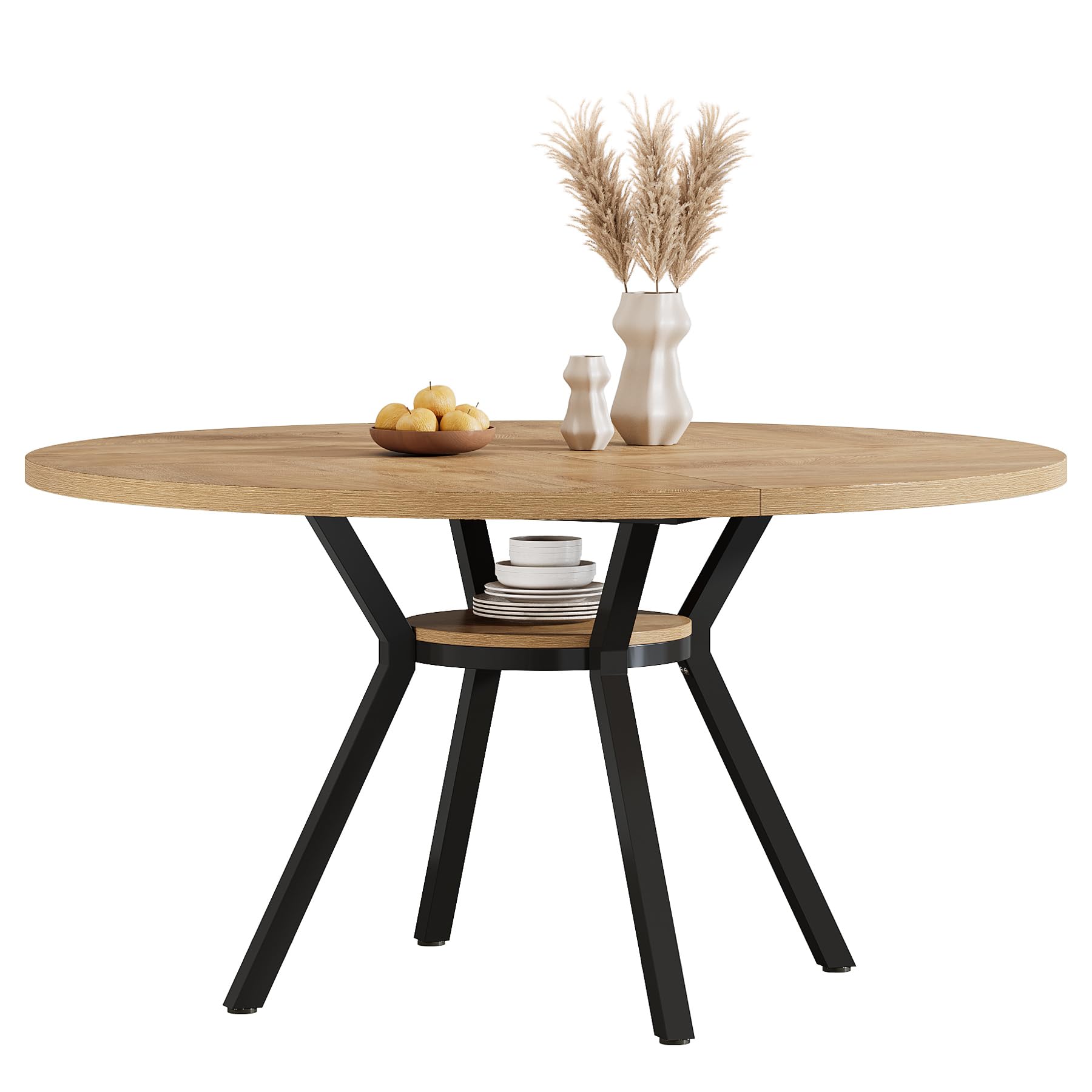 Tribesigns Table à manger ronde de 120 cm pour 4 personnes avec pied en