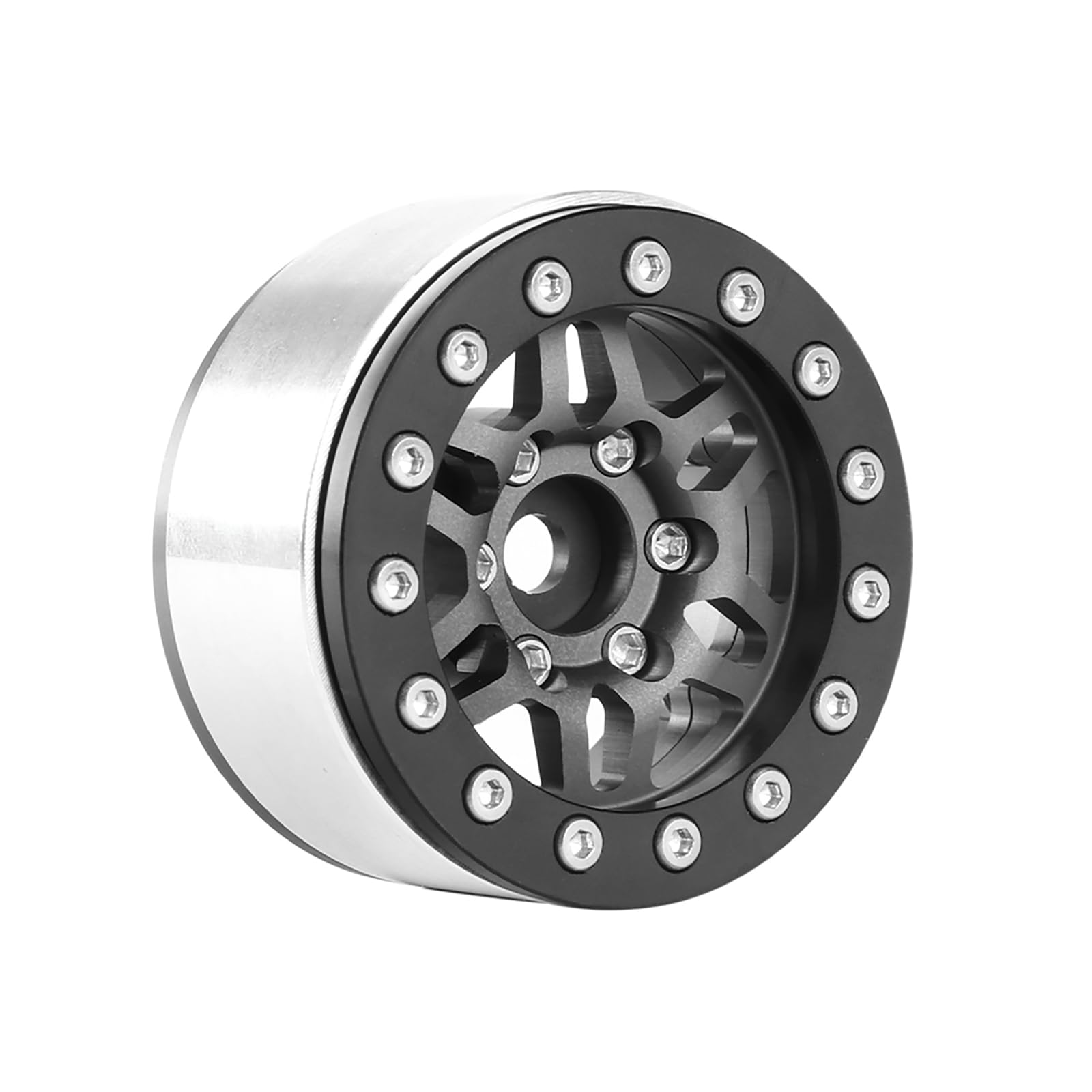 KINGCOO 4PCS 1.55 Inch Aluminum Alloy Metal Beadlock Wheel Rim Hubs Replacement for 1/10 1/12 RC Crawler Car Upgrade Parts for Axial SCX10 MN D90 TF2 CC01 UTB18 Tamiya 1.55" Tires (A-Grey) - Image 4