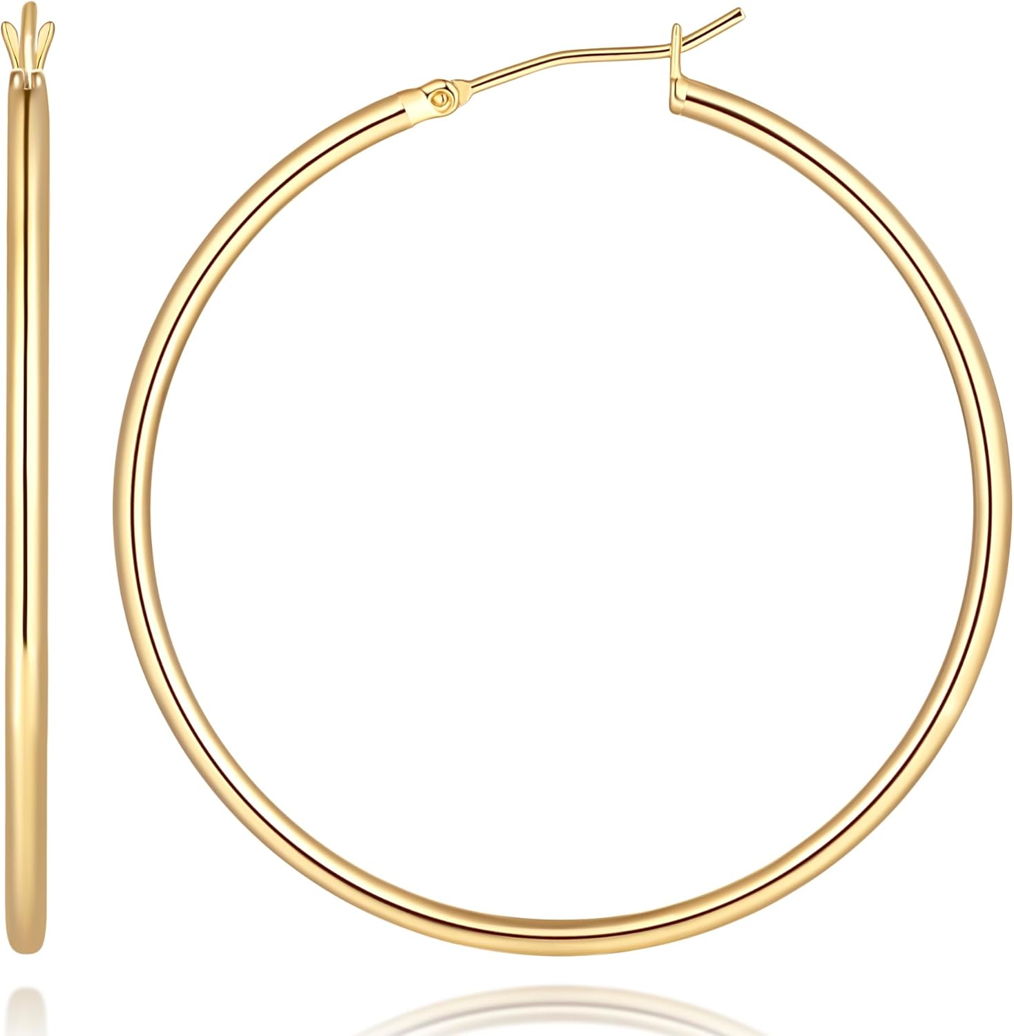 14K Gold Hoop Earrings for Women 14K Gold Earrings for Women Hoop Earring for Womens Shiny Smooth Hoops Earring for Womens Hoops 12/14/16/18/20/25/30/35/40/45/50/60/70mm