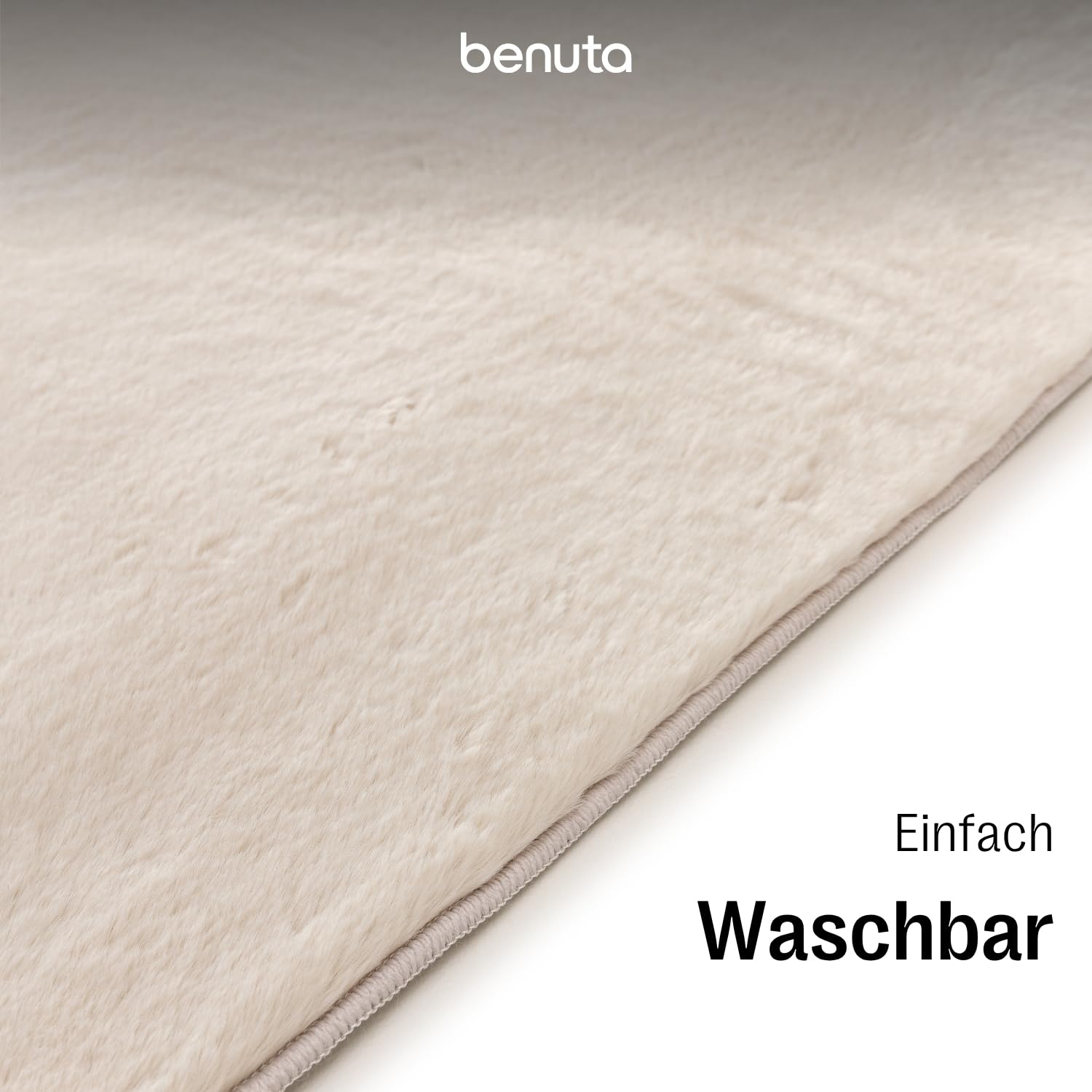 benuta Basic Kunstfaser Fellteppich Furry - Beige 200x290 cm - Weicher Wohnzimmerteppich - Anti-Rutsch-Rückseite - Waschbar - Für Fußbodenheizung geeignet