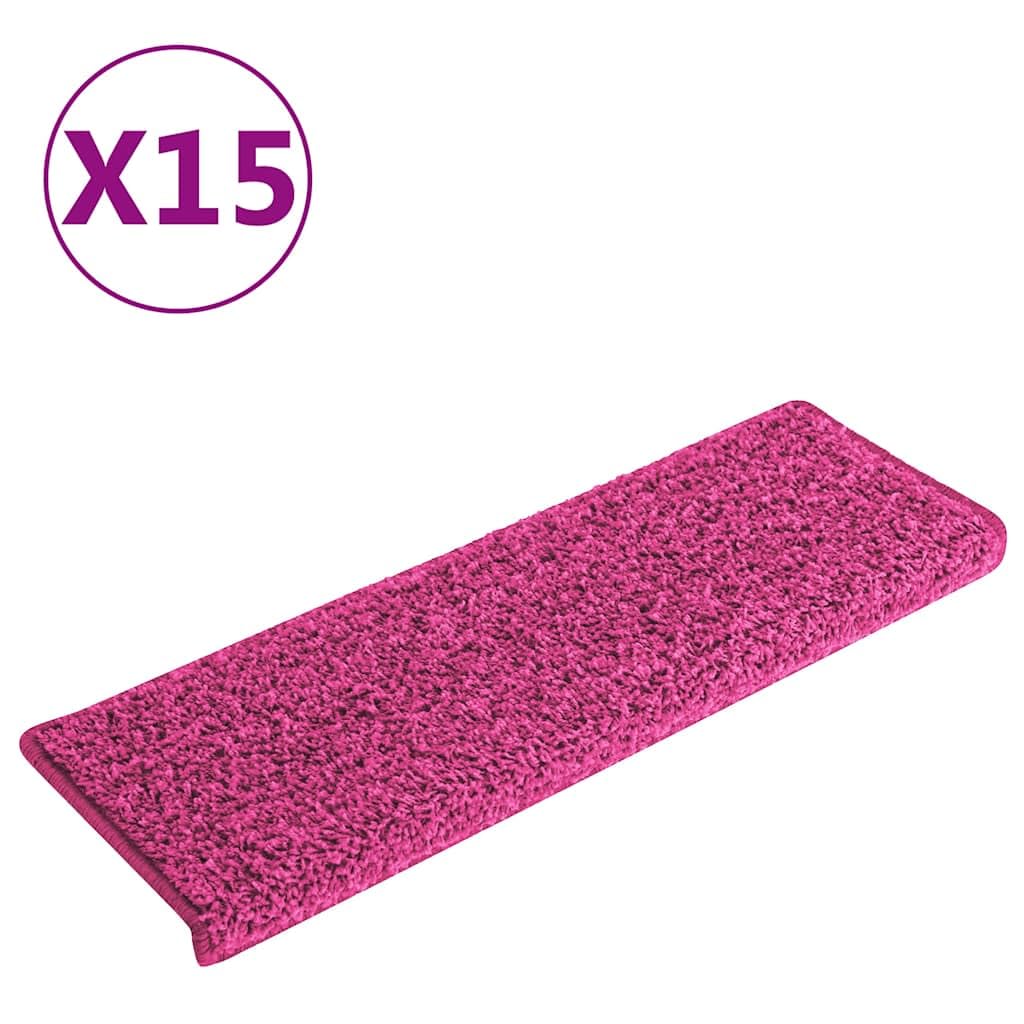 Lot de 15 tapis d'escalier rectangulaires roses 65 x 21 x 4 cm