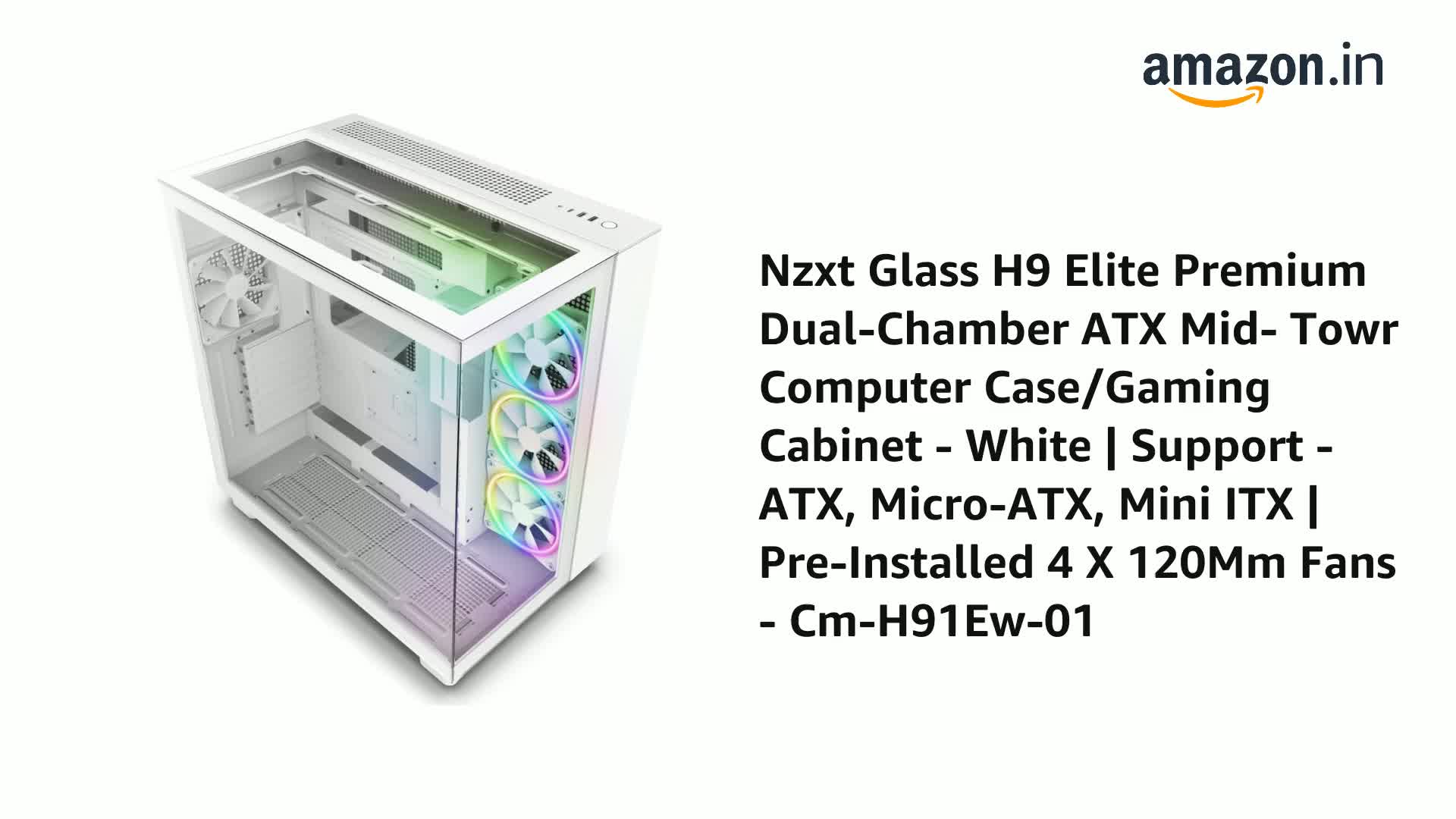 NZXT H9 ELITE ホワイト　PCケース Amazon.in: Buy NZXT Glass H9 Elite Premium Dual-Chamber ATX Mid
