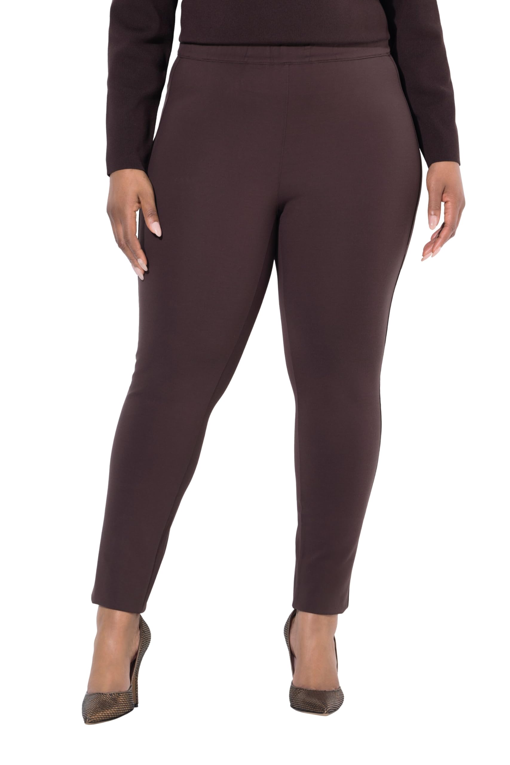 Ulla Popken Damen Punto-Hose Sienna, Schmales Bein, Elastikbund Casual Pants