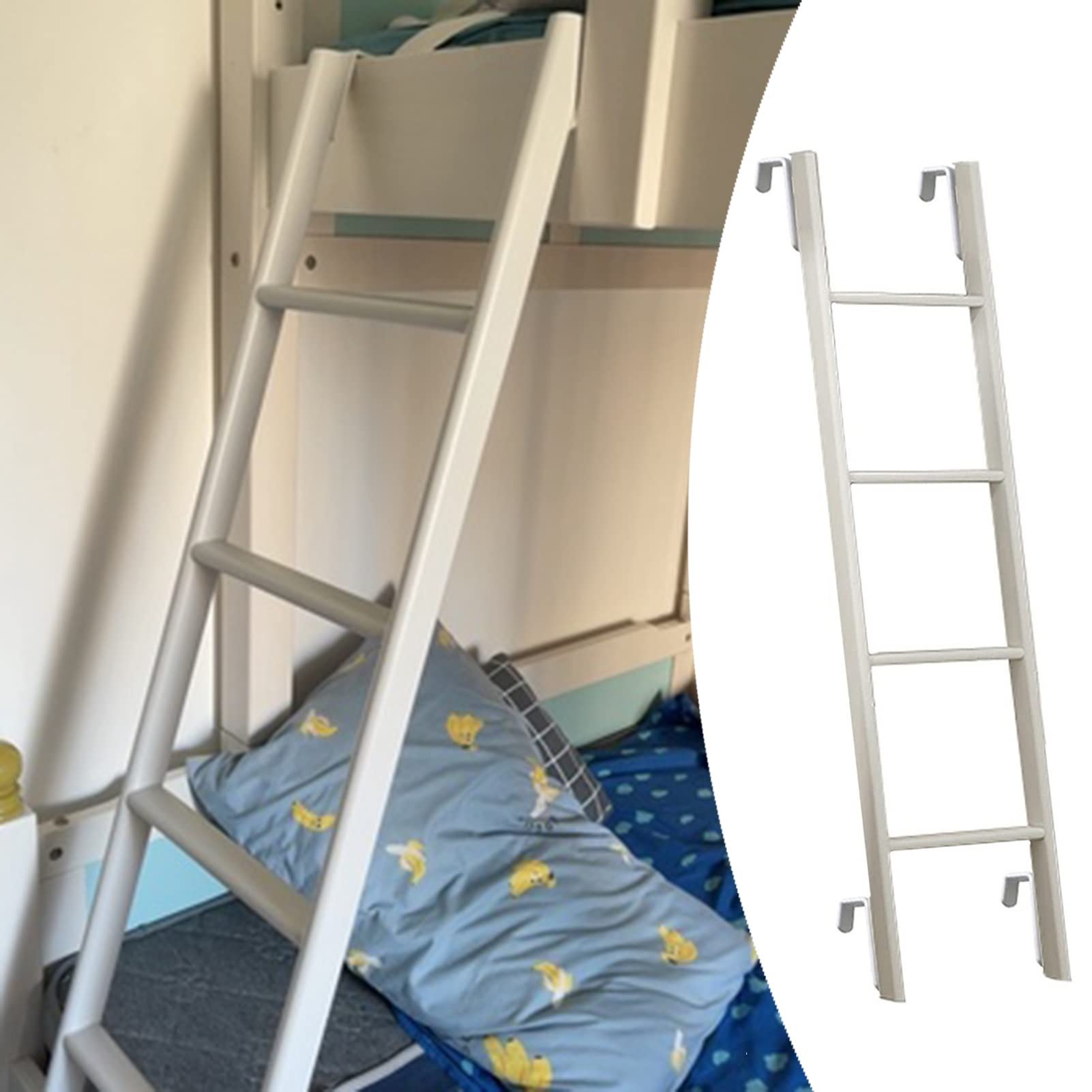 Scala di ricambio regolabile bianca per letti a castello, letti matrimoniali, camper, in metallo, altezza 114 cm, ideale per camere da letto e viaggi