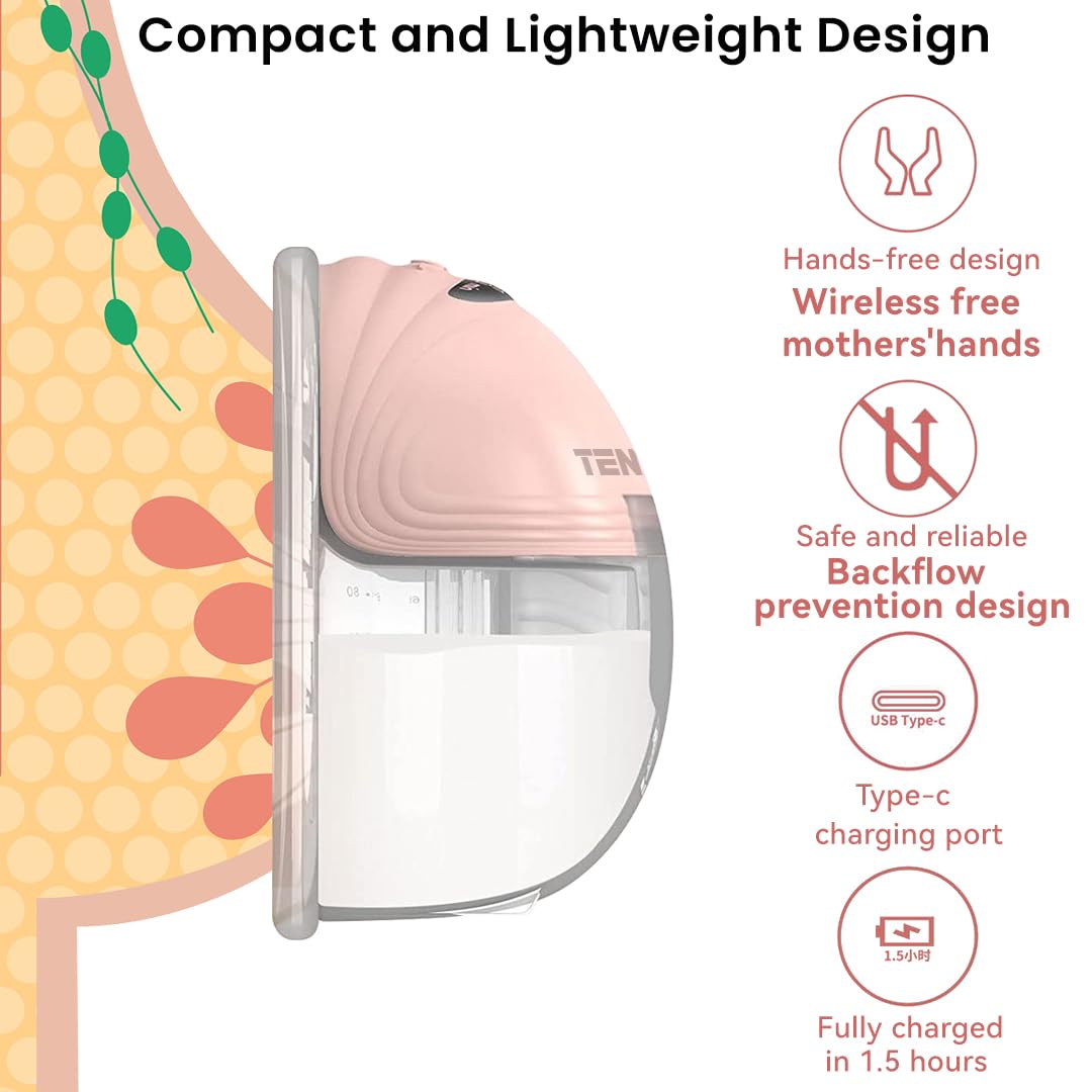 Lot de 2 tire-lait électriques portables mains libres avec 12 ventouses réglables et 3 modes, extracteur de lait portable sans douleur, silencieux et efficace