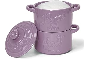 Elegant Ceramic Farmhouse Purple Salt and Pepper Shakers Set