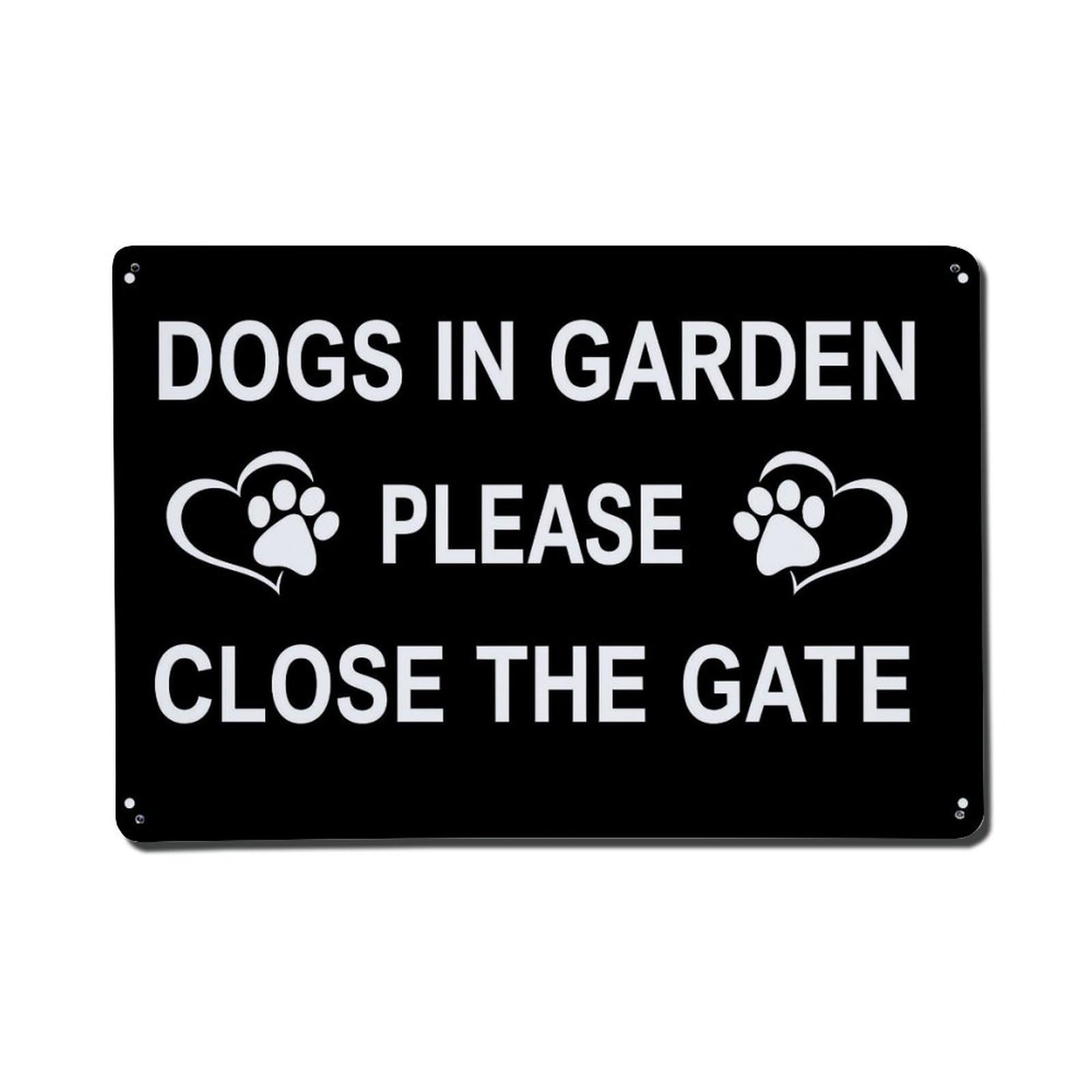 Dogs In Garden Please Close The Gate Metal Tin Sign Plaque