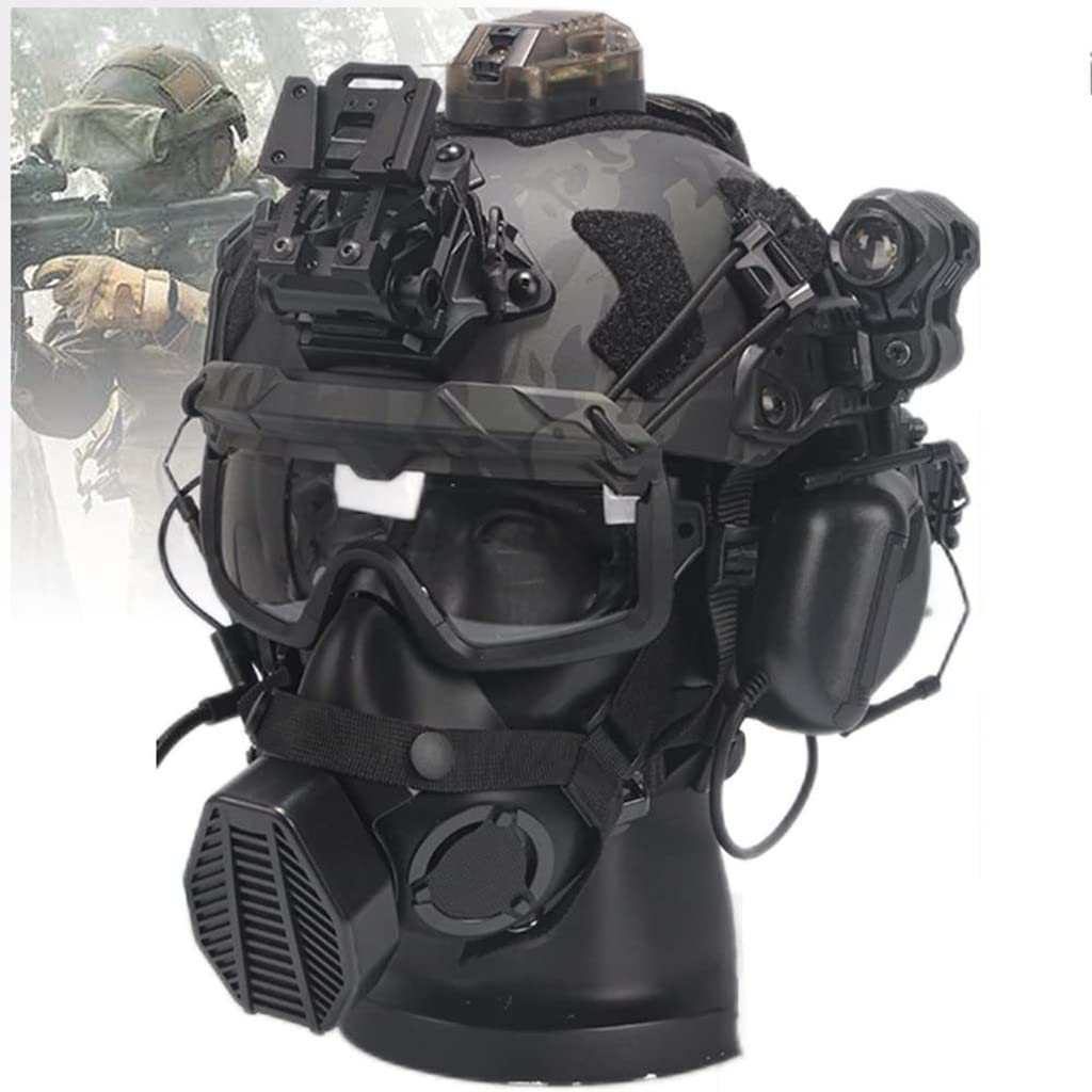 AQzxdc Tactical Flashlight Set, Adjustable Helmet Visor, With Airsoft Helmet And Helmet Cover, For Paintball BBS Gun Shooting Game Halloween Cosplay Party, Flashlight B