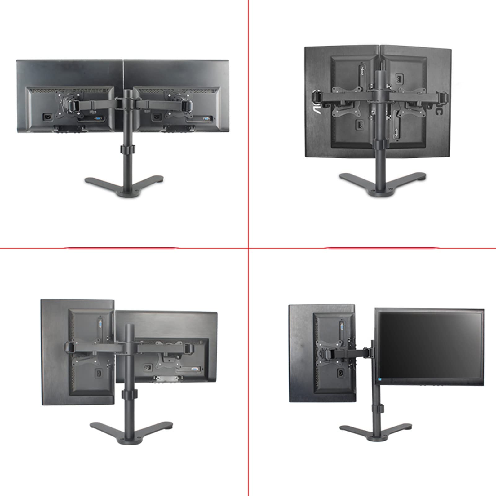 Supporto Doppio per Monitor, Robusto Supporto da Scrivania Completamente Regolabile per Schermi da 12 A 24 Pollici, Supporta 2 Schermi Fino A 10 Kg/22 Libbre Ciascuno