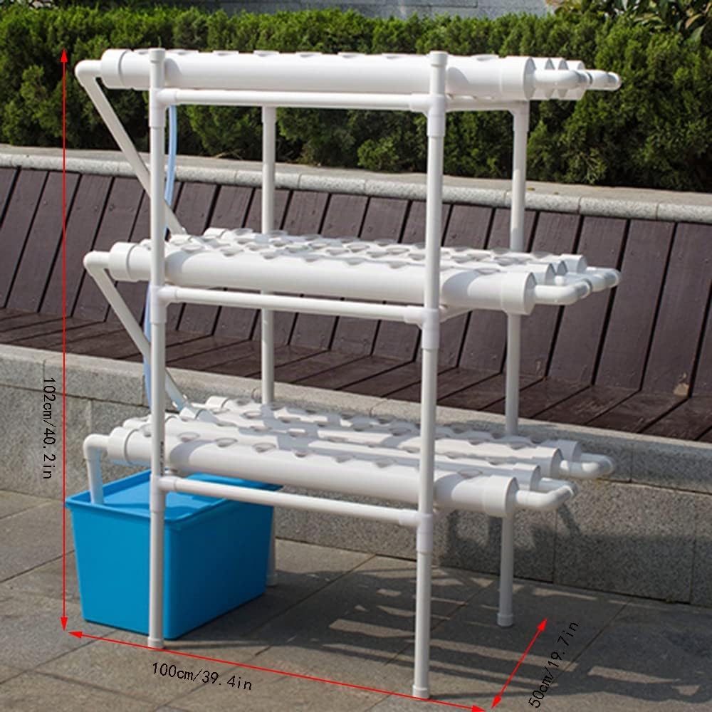 Hydroponic Grow Kit 108 siti di fabbrica, 3 piante a strati in PVC, idroponica, 12 tubi, sistema di coltivazione idroponica, impianto di coltura acquatica, piante da giardino, per ortaggi in