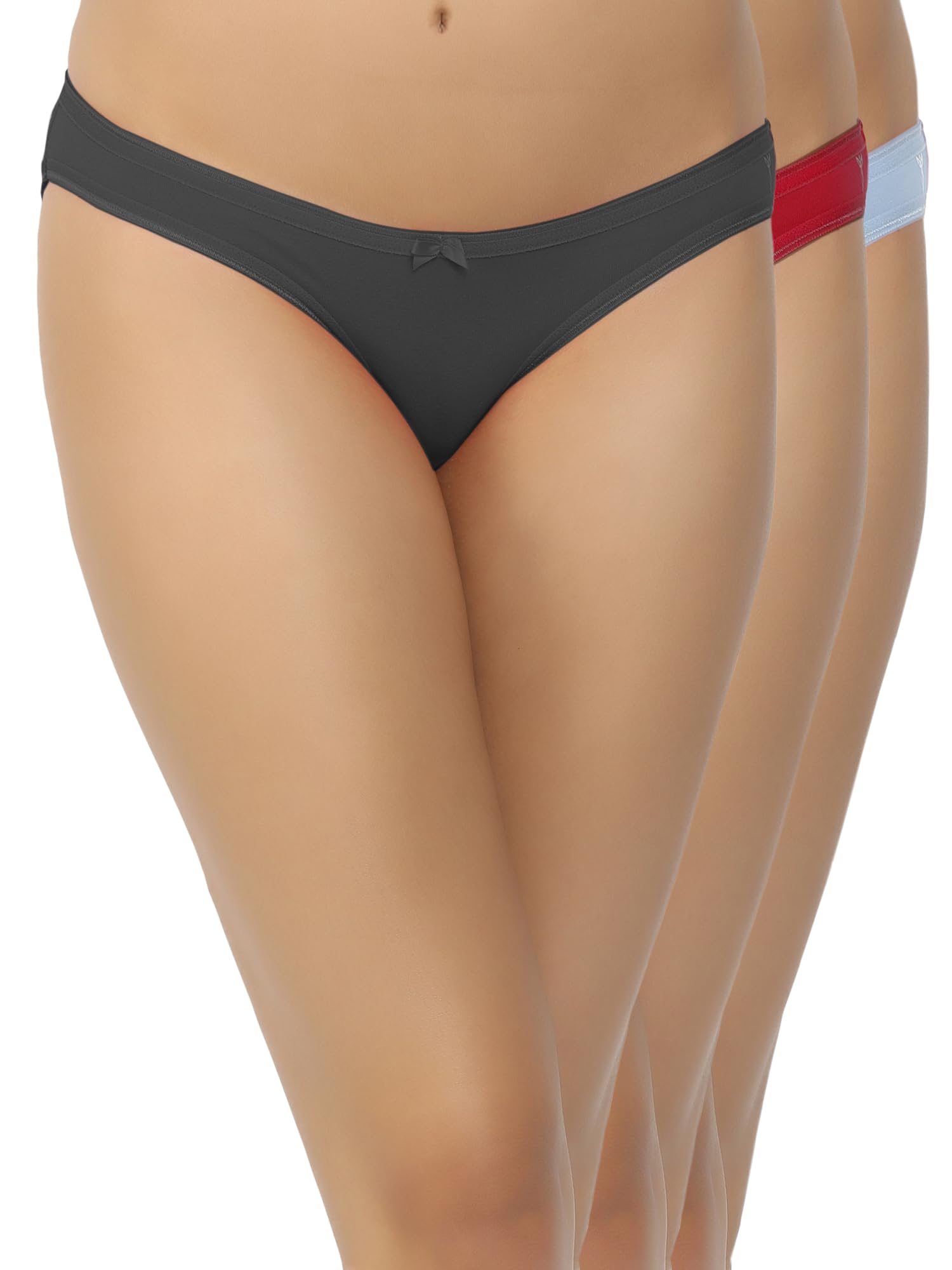 shyygl Women Cotton Spandex Bikini Panty Comfortable Everyday Wear Moisture Absorbant Low Waist Fit Panties Stain Resistant Model SL 901 (Pack of 3)-picture-18