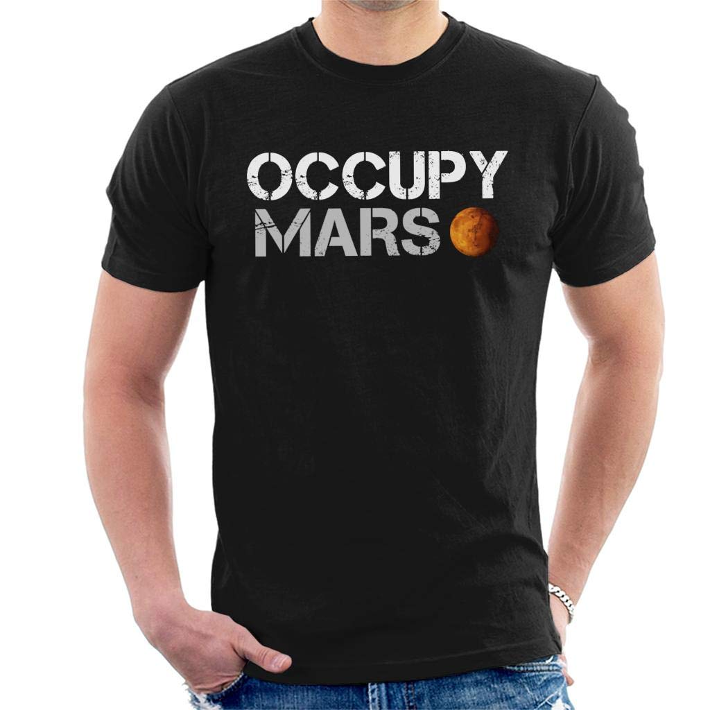 Cloud City 7Occupy Mars Distressed Text Men's T-Shirt