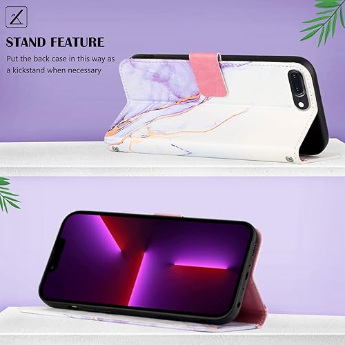 Miniatura 8 de LEMAXELERS Funda compatible con iPod Touch 5, iPod Touch 7 para mujeres y niñas, funda con tarjetero de piel sintética desmontable con correa de