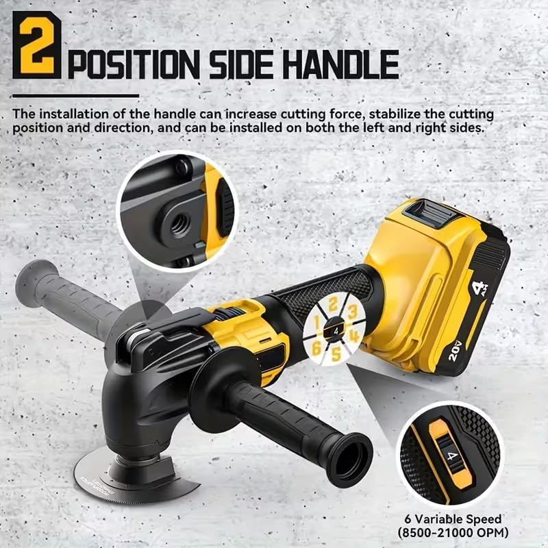 Cordless, brushless multi-functional vibratory tool, for 20V MAX batteries (tool only), 6-speed control, LED lighting, low vibration, quick-change blades.