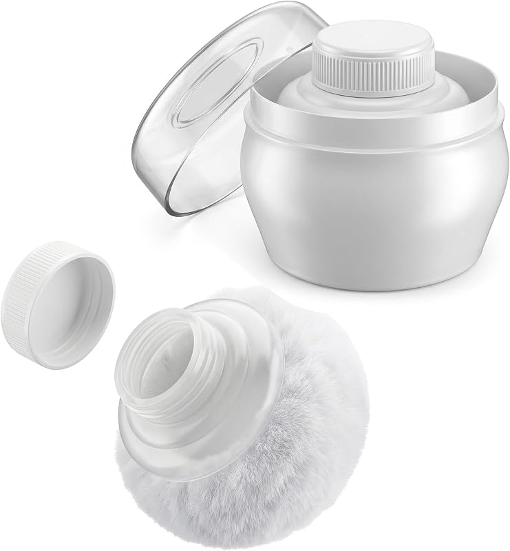 Puff para maquiagem corporal Wanmu com recipiente e suporte de mão, branco