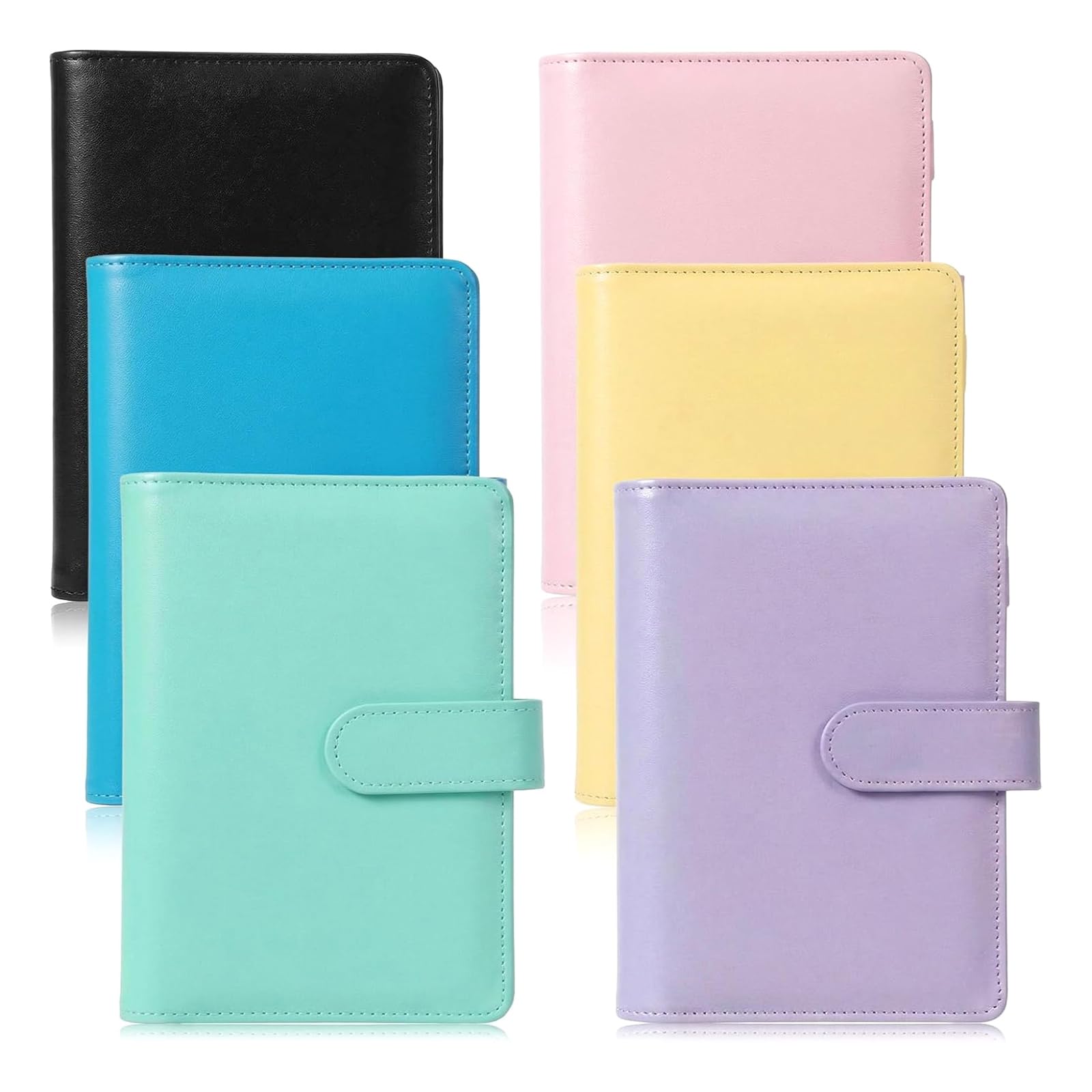 Quaderni raccoglitori Confezione da 6 diari agenda ricaricabili in pelle PU con tasche per carte e porta penna per prendere appunti Pianificazione quotidiana e diario Set raccoglitori