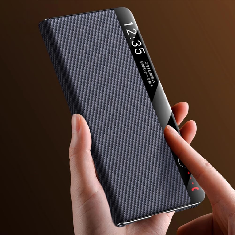 Magnetyczne etui do HUAWEI Mate X6, etui z prawdziwej skóry z podpórką, inteligentne okno boczne, ochrona przed wstrząsami, czarna, Mate X6