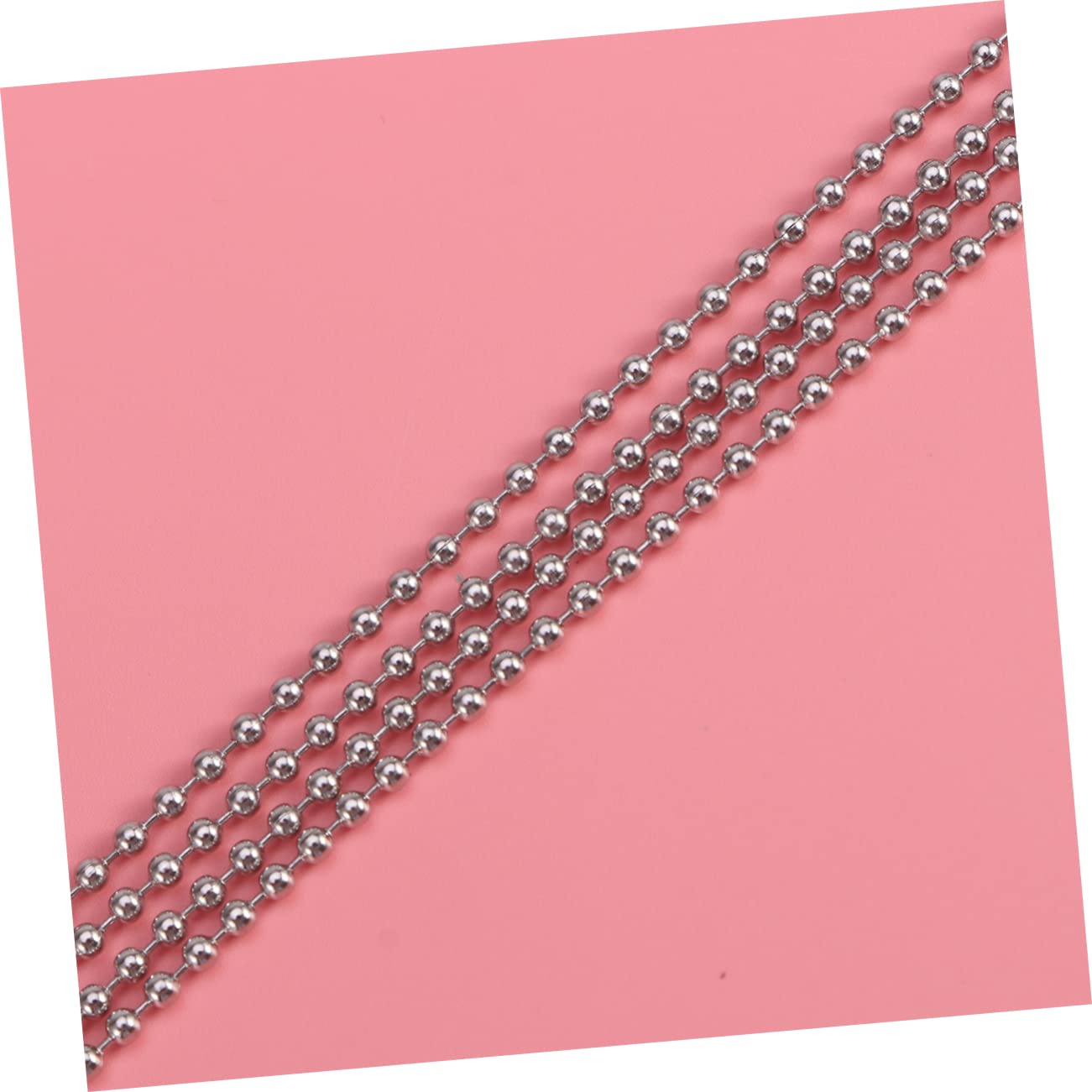 LALAFINA 2pcs 3 Stainless Steel Bead Chain 3.2mm Diameter with 10 Connectors Versatile Ball Chain for DIY Keychains Pendants