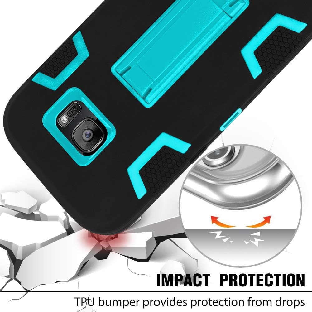 Samsung Galaxy S7 Edge Case, Galaxy S7 Edge Case, SENON Slim-fit Shockproof Anti-Scratch Anti-Fingerprint Kickstand Protective Case Cover for Samsung Galaxy S7 Edge (Dark Blue)