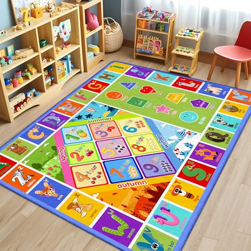 Tapete educativo infantil – 1,8 m x 1,8 m, números, alfabeto com ...