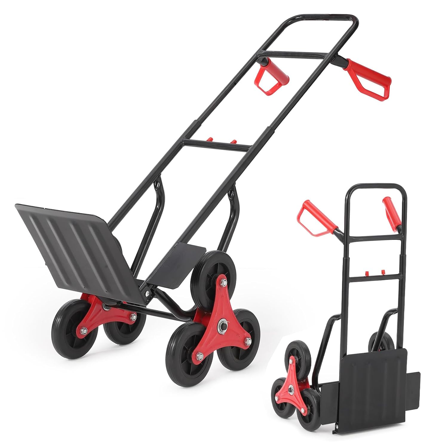 Stair Climbing Hand Truck with Telescoping Handle, Folding Stair Climbing Dolly, 330 Lbs Load Weight Capacity, Heavy-Duty Dolly Cart with 6 Rubber Wheels for Home & Warehouse Use