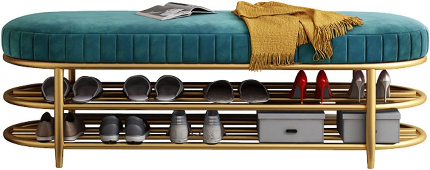 Meuble à chaussures de 100 cm avec banc capitonné bicolore à double couche pour entrée moderne