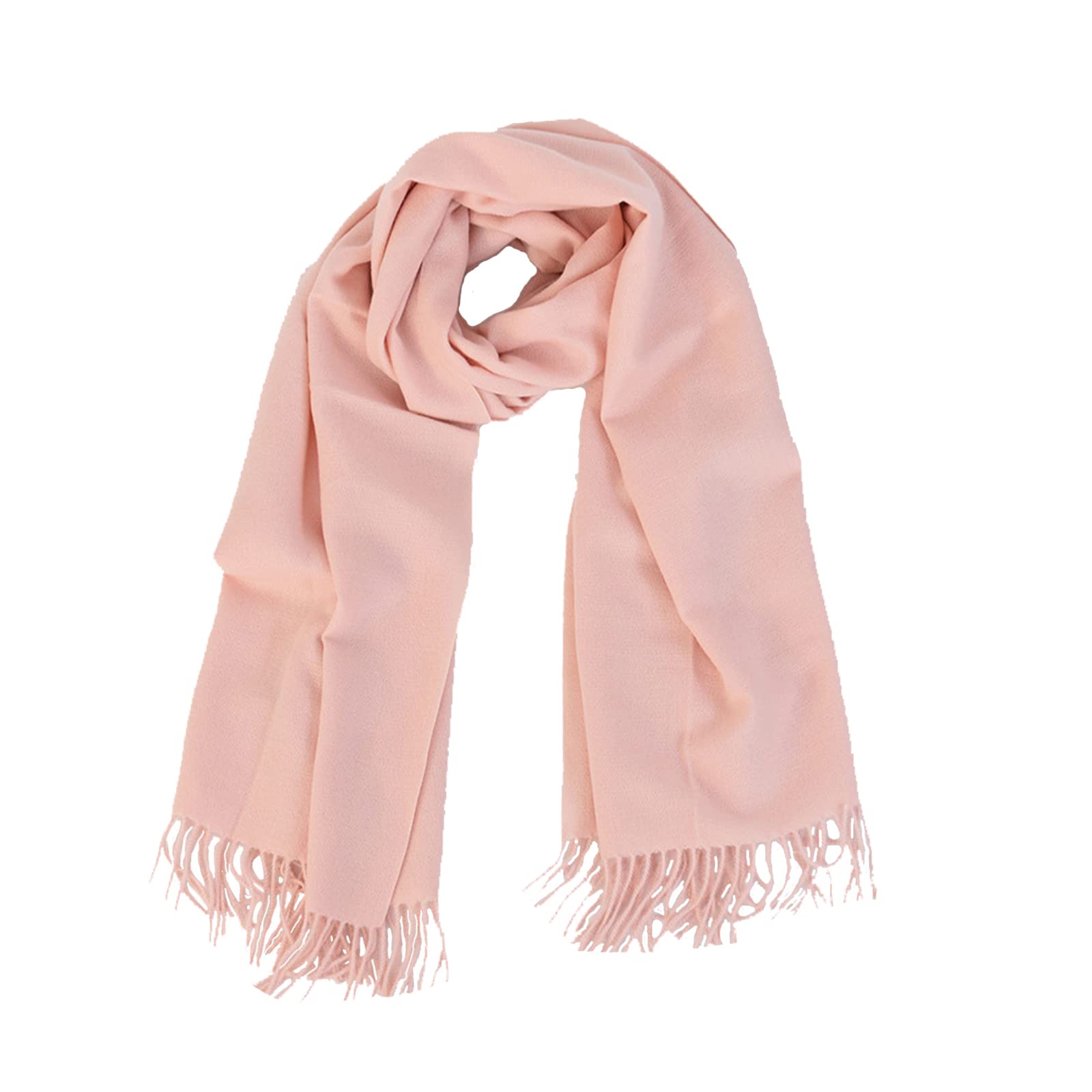 Micoop Women's Pink Winter Cashmere Feel Scarf Solid Colour Pashmina Shawl Wraps Soft Warm Blanket Scarves For Girls (Pink)
