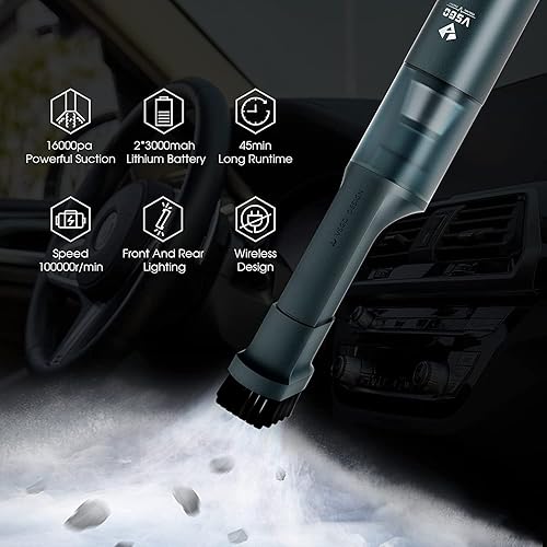 Miniatura 6 de Aspiradora de mano plumero de aire polvo de sopladolinterna 4 en 1 aspiradora inalámbrica para automóvil con potente succión fácil de limpiar