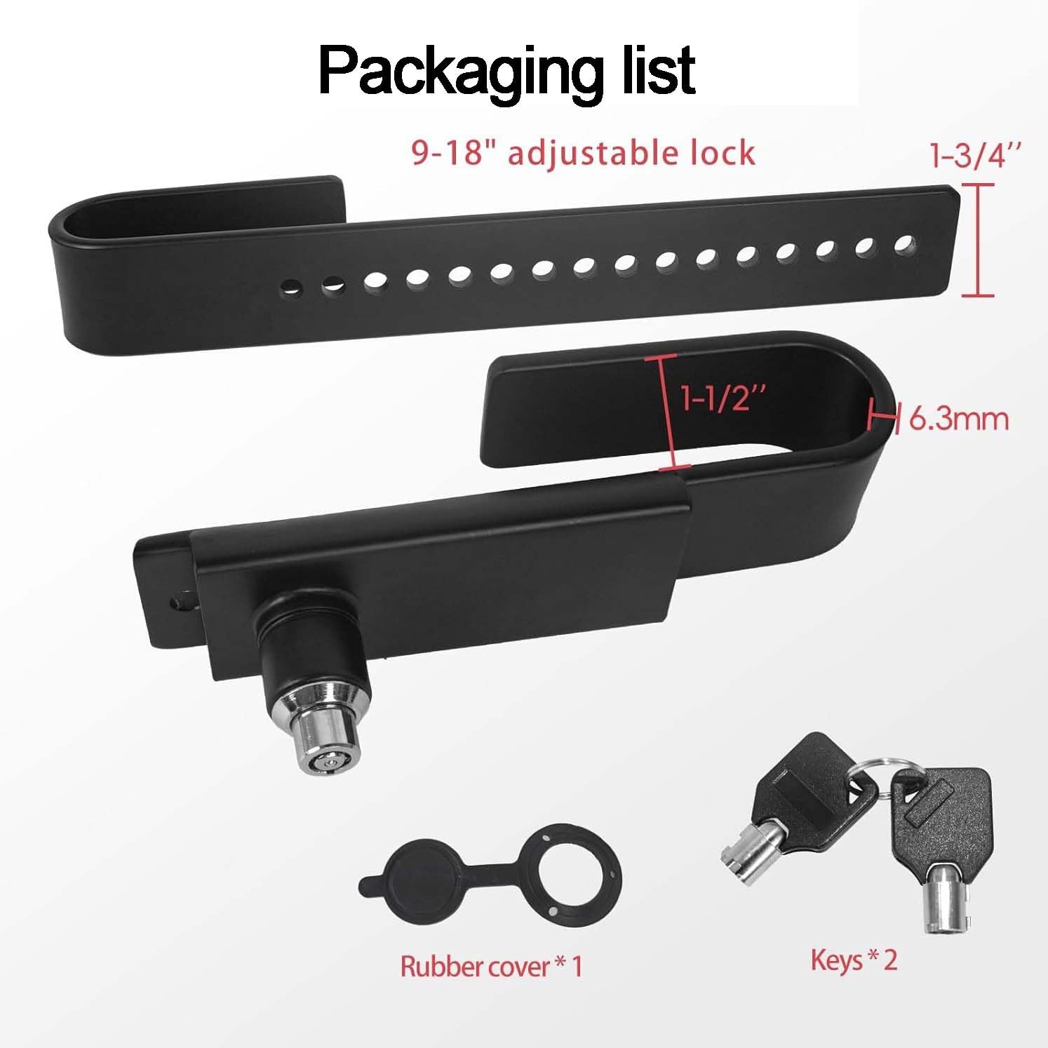 Cerradura de carga resistente, cerradura de acero endurecido de alta seguridad para barras de puerta verticales, resistente a la intemperie, se adapta a rango de paso de 9-1/4 a 15-7/8 pulgadas para